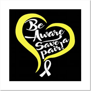 Be Aware Save a Pair Hydrocephalus Awareness Yellow Ribbon Warrior Support Survivor Posters and Art